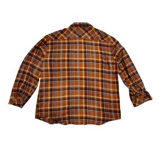 Dickies Men’s Rugged Flex Brown Plaid Pearl Button Down Flannel 3XL 54-56 - Picture 2 of 8